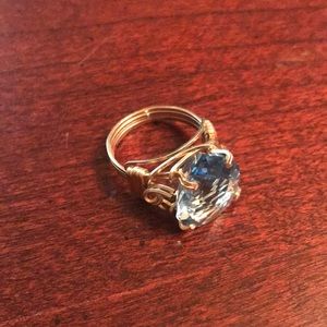 Aquamarine Stone on Gold Wire Ring